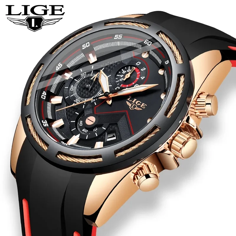 

Men Chronograph LIGE Fashion Watch Man Top Luxury Brand Mens Watches Date Sports Waterproof Quartz Wristwatch Relogio Masculino