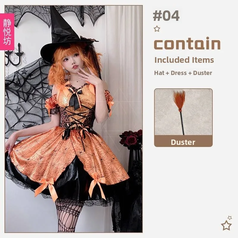 Disfraz de Bruja para Adultos, Vestido de Bruja para loween, Baile de Máscaras, Cosplay, Actuación, Traje de Bruja Calabaz...