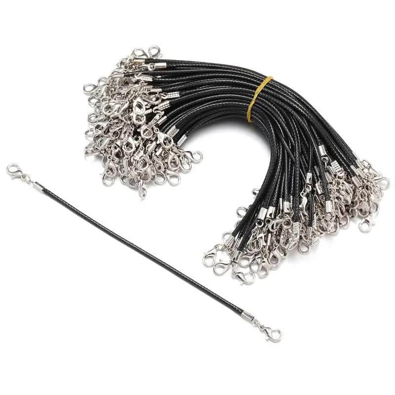 10 Stück 2mm Wachsseil-Ketten 16cm Lanyard Lariat-Riemen Doppelkarabiner-Seil passend für Modellpuppen-Anhänger – Detail 3