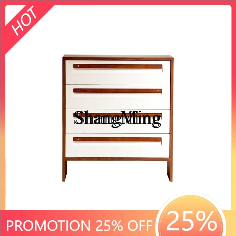 

CL simple solid wood floor-to-ceiling storage cabinet medium antique display narrow cabinet bedroom drawer cabinet