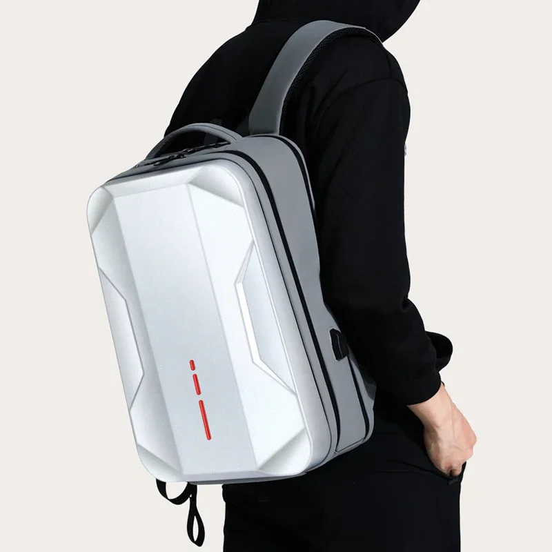 Mochila para ordenador portátil para hombre, mochila de negocios para viajes de 17,3 pulgadas, mochila de deportes electrónicos impermeable de plástico, bolsa de ordenador de carcasa dura para trabajo de estudiantes