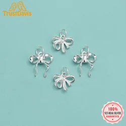 TrustDavis New Fashion Real 925 Sterling Silver Sweet Bowknot Cute Pendant Handmade DIY Accessories Jewelry Wholesale DZ1634