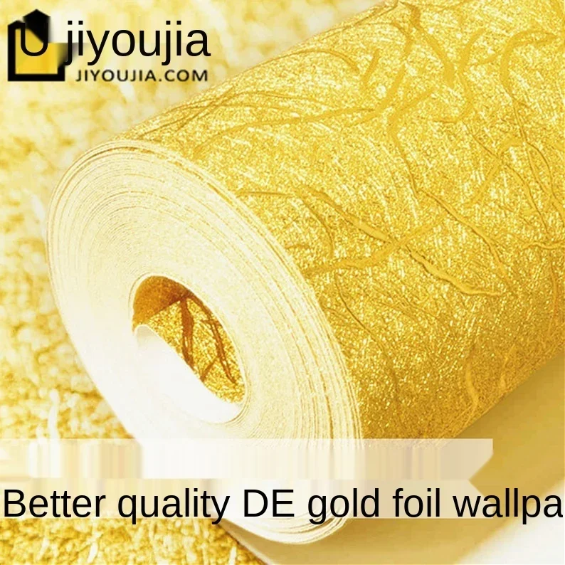 Gold foil wallpaper gold golden yellow KTV barber shop hotel living room ceiling 3D three-dimensional Buddhist hall wallpaper