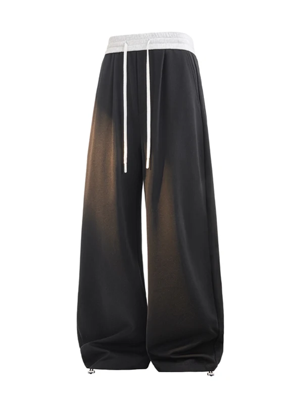 

American Sle Vintage Men's Loose Straight Leg Casual Pants Spring Autumn Wide Leg Trousers with Dstring Teenage Sports L...