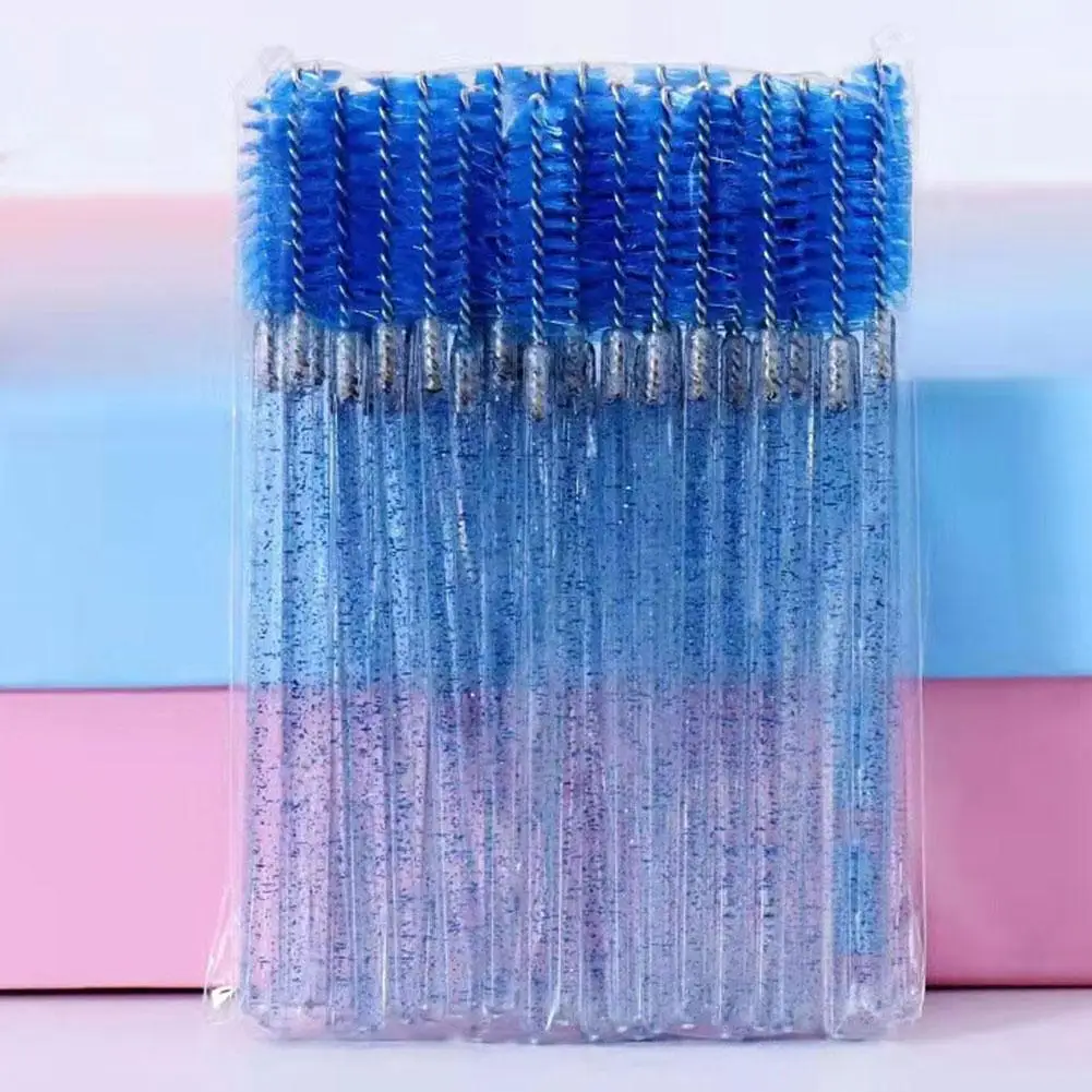 50pcs Disposable Micro Glitter Eyelash Brush Comb Eyebrow Lashes Extension Mascara Wands Professional Beauty Makeup Tools