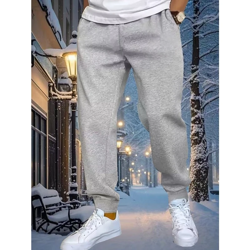 

Мужские осенние и зимние повседневные спортивные штаны с эластичной резинкой на талии и шнурком, трикотажная ткань, стандартный крой, с боковыми карманами