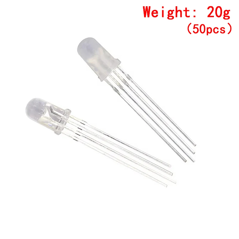 50PCS 5mm full-color LED RGB red/green/blue Common Cathode/Anode Four feet transparent highlight color light 5mm diode colorful