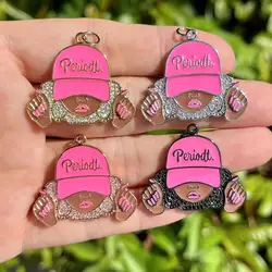 5Pcs Black Girl with Periodt Hat Pendant for Custom Design Bracelet Jewelry Charm