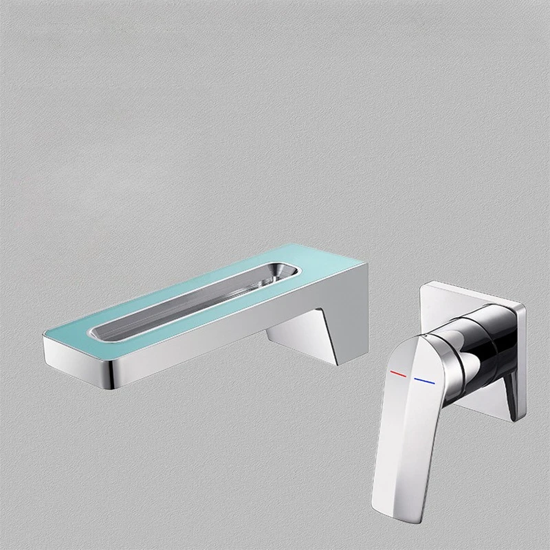 

Concealed Basin Faucet with Irregular Design, Wall Mounted Basin Faucet Hotel Project, Buried Wall Brushed Gold Color