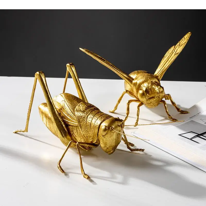 

Golden Insect Statue Mantis/cricket Ornaments Desk Decoration Honeybee Sculpture Simulated Room Aesthetics Furnishings