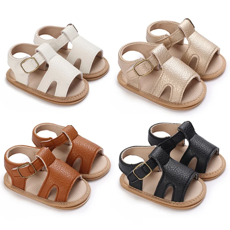 

Newborn Baby Sandals Girl Shoes Toddler Walking Flat Soft Sole Crib Shoes PU Leather Anti-Slip Clogs Baby Outside Caual Shoes