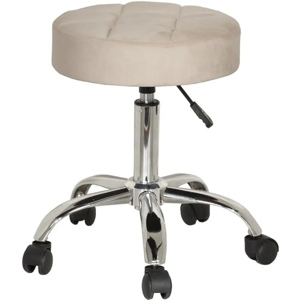 

, Nora Metal Adjustable Backl Vanity/Office Stool With Casters For Makeup Room Or Bathroom, Cream