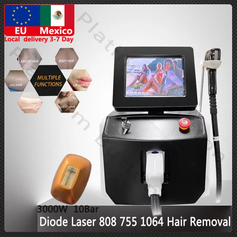 Local Shipment 2024 NEW 3 waves Permanent Diode Ice Titanium Laser Hair Removal Machine 808nm Alexandrite Device CE Woman