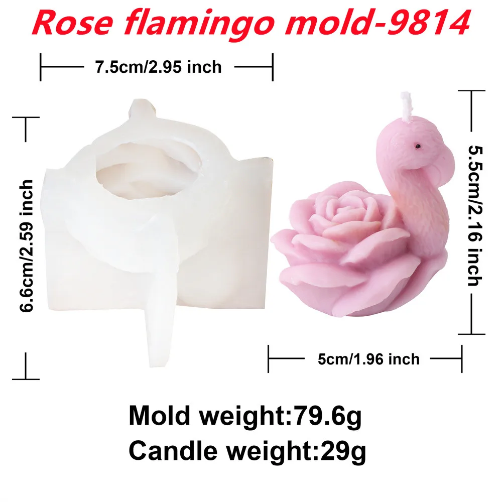 Flower Succulent Animal Candle Mold Silicone With Cock/Snake/Flamingo/Duck/Cat Shape Statue Tool DIY Resin Crafts-Perfect Gifts