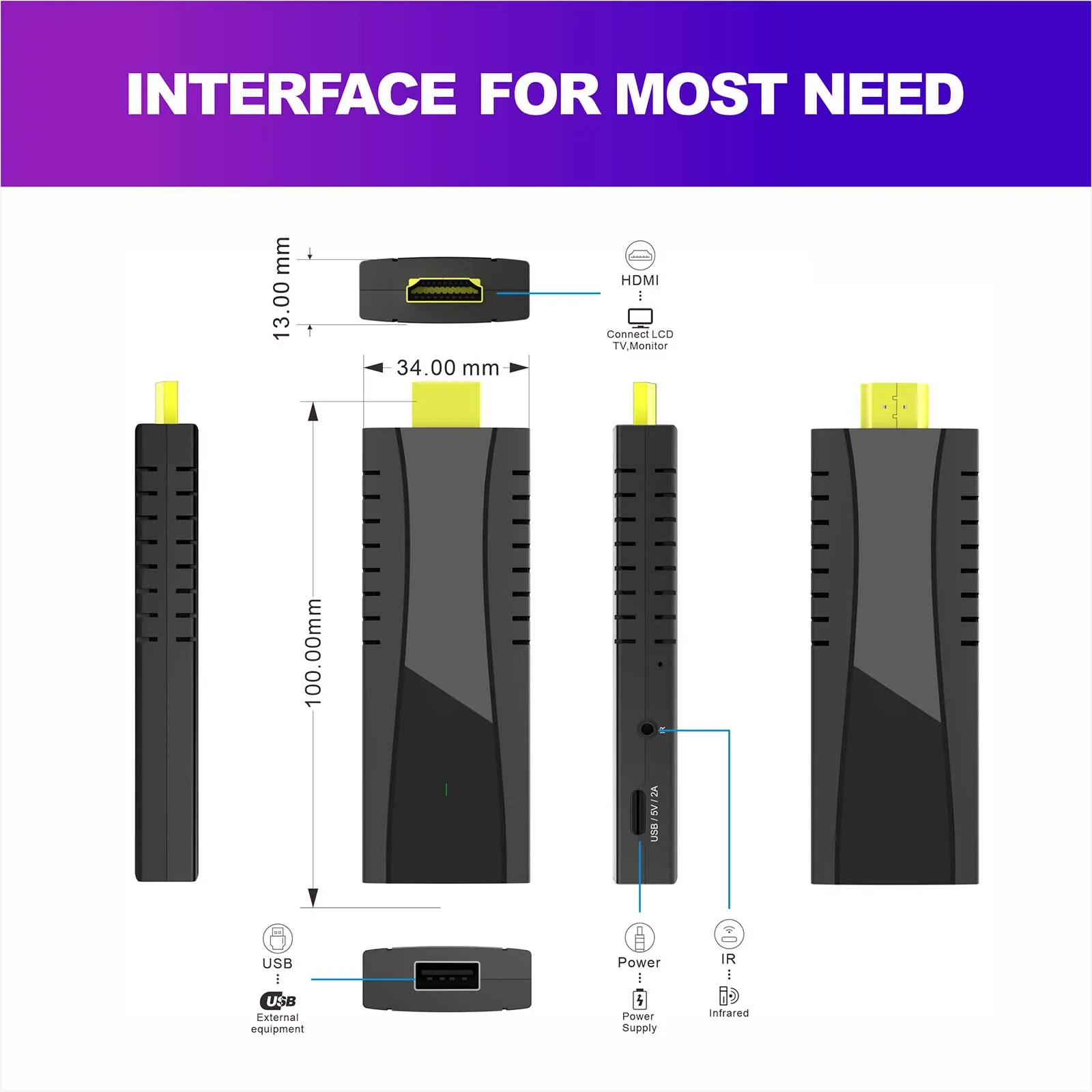 BOXPUT iATV Q3 MAX Android 11 TV Stick Amlogic 905W2 Quad Core 2GB/16GB TV Box portatile WiFi BT5.0 AV1 4K Video Mini TV Stick