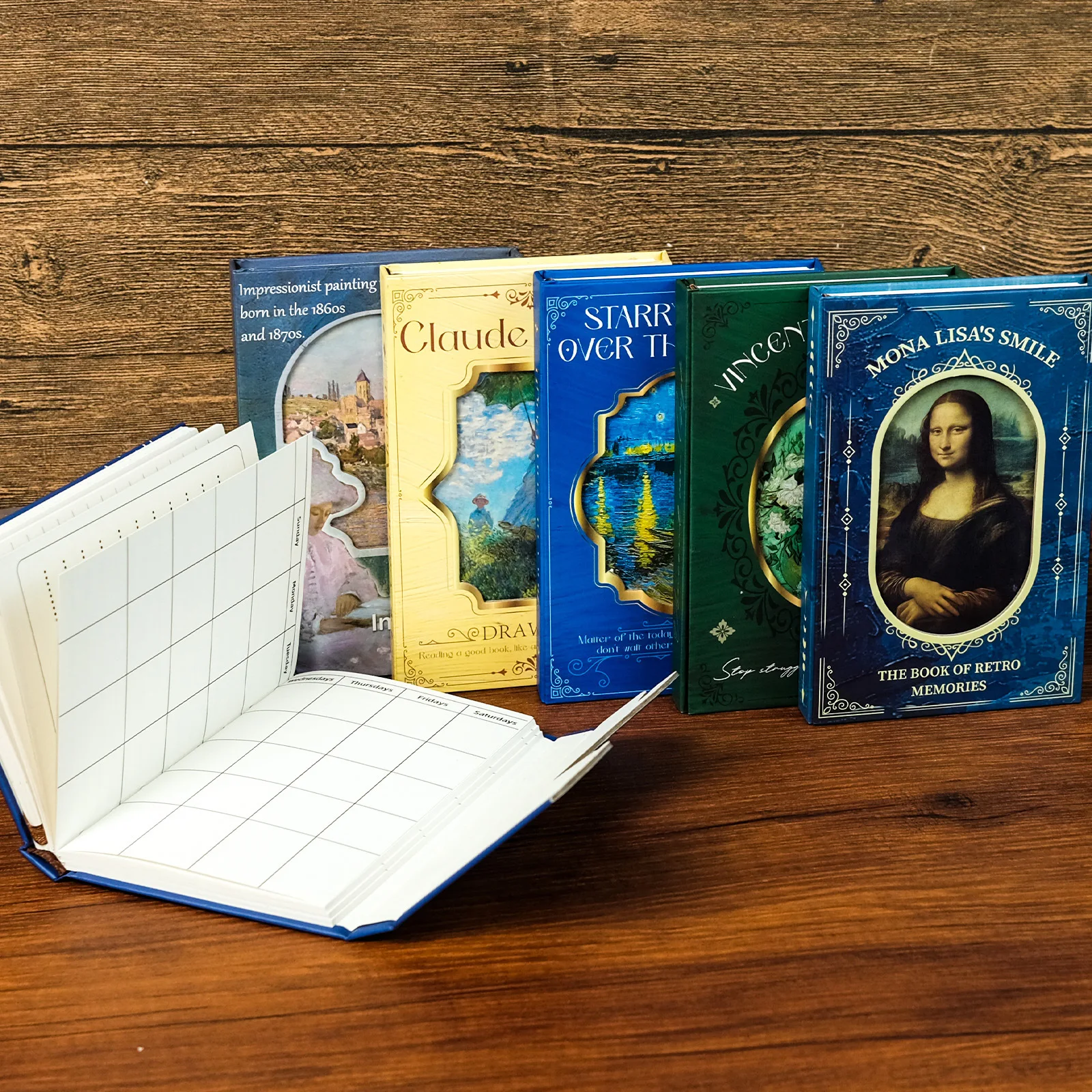 1PCS Beautiful Retro Oil Painting Series Notebook Hard Case Portable Tri-fold Notebook with Magnetic Closure Diary Book