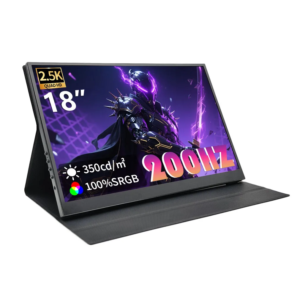 18 Inch 200Hz Portable Monitor For Gaming 2.5K QHD Big Screen Laptop Extended Display With VESA Hole Back Bracket