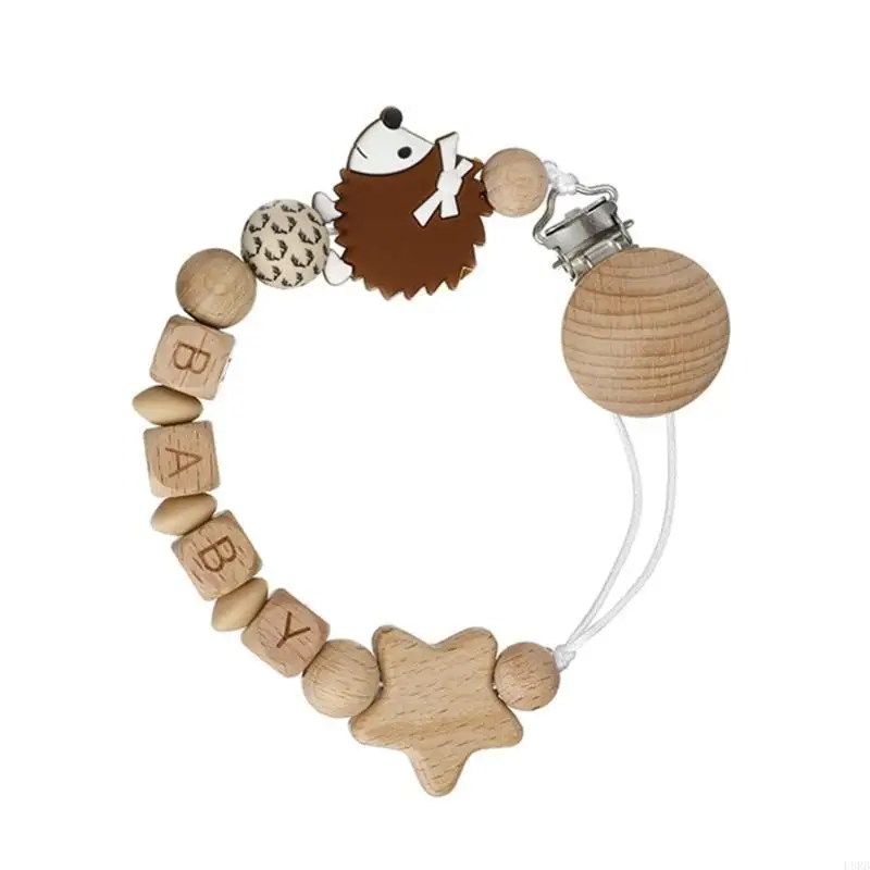 ملحقات التسنين للأطفال من خشب الزان والسيليكون، مشبك مصاصة مناسب للسفر مع التسنين يضمن أمان اللهاية L8RB #2