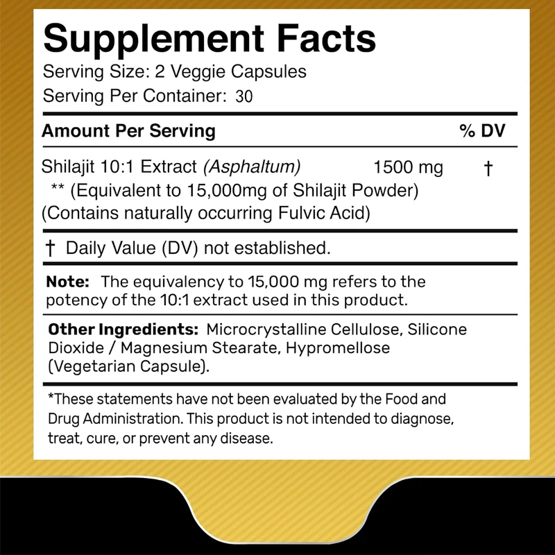 Shilajit Men's Capsules 60 Capsules - Pure Shilajet Women's Natural Rich Acid - Shilajet Enhances Energy and Immune Support