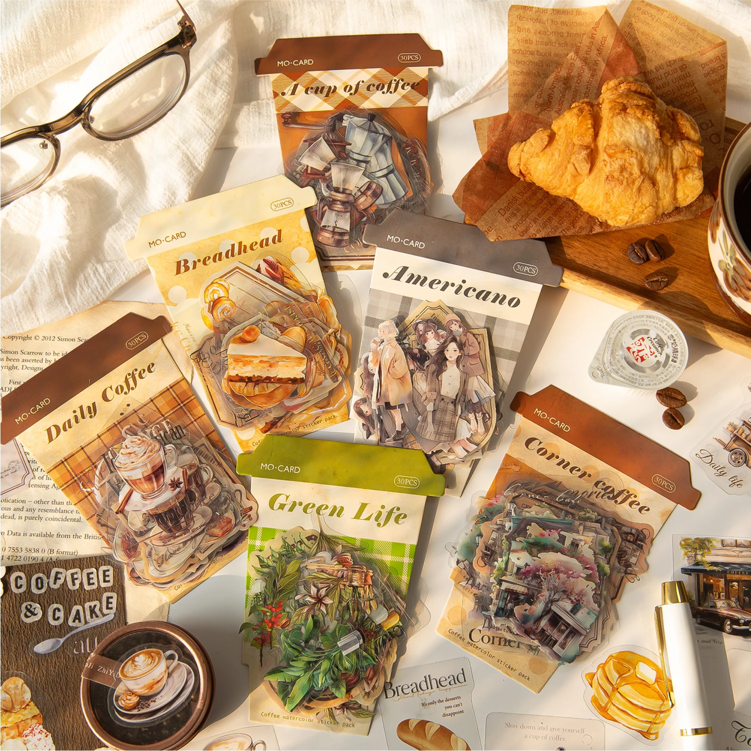 Vintage Coffee Bread Clear Plastic Sticker for Photo Album Notebook Decorative Stationery Scrapbook Craft Supplies