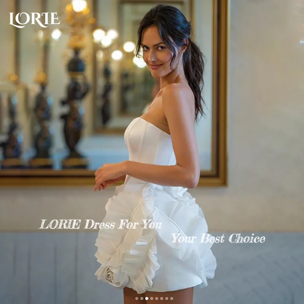 LORIE Vintage Ruffle Short Mermaid Wedding Dress Square Neck Sweetheart Corset Mini Bridal Gown Princess Bride Gown Customized