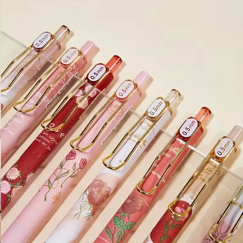 4 Stück einziehbare Vintage-Rosen-Kugelschreiber mit mittlerer Spitze, schwarze Tinte, ein Must-Have-Briefpapier, geeignet für den täglichen Gebrauch im Schulbüro – Detail 4