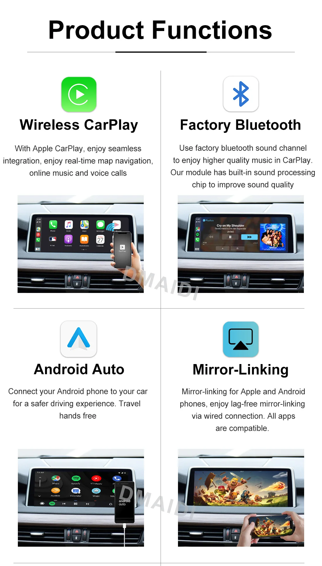 Wireless Apple CarPlay Android Auto Connection Decoder Box For BMW 1 2 3 4 5 6 7 Series X1 X3 X4 X5 EVO NBT CCC CIC 2003-2018