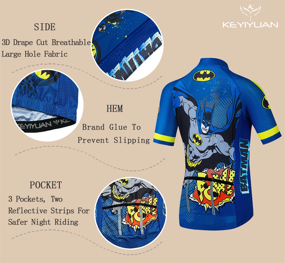 KEYIYUAN 2022 New Summer Bicycle Jersey Children Bike Wear Suit Kids Short Sleeve Cycling Clothing Set Sponge Gel Pant Pad