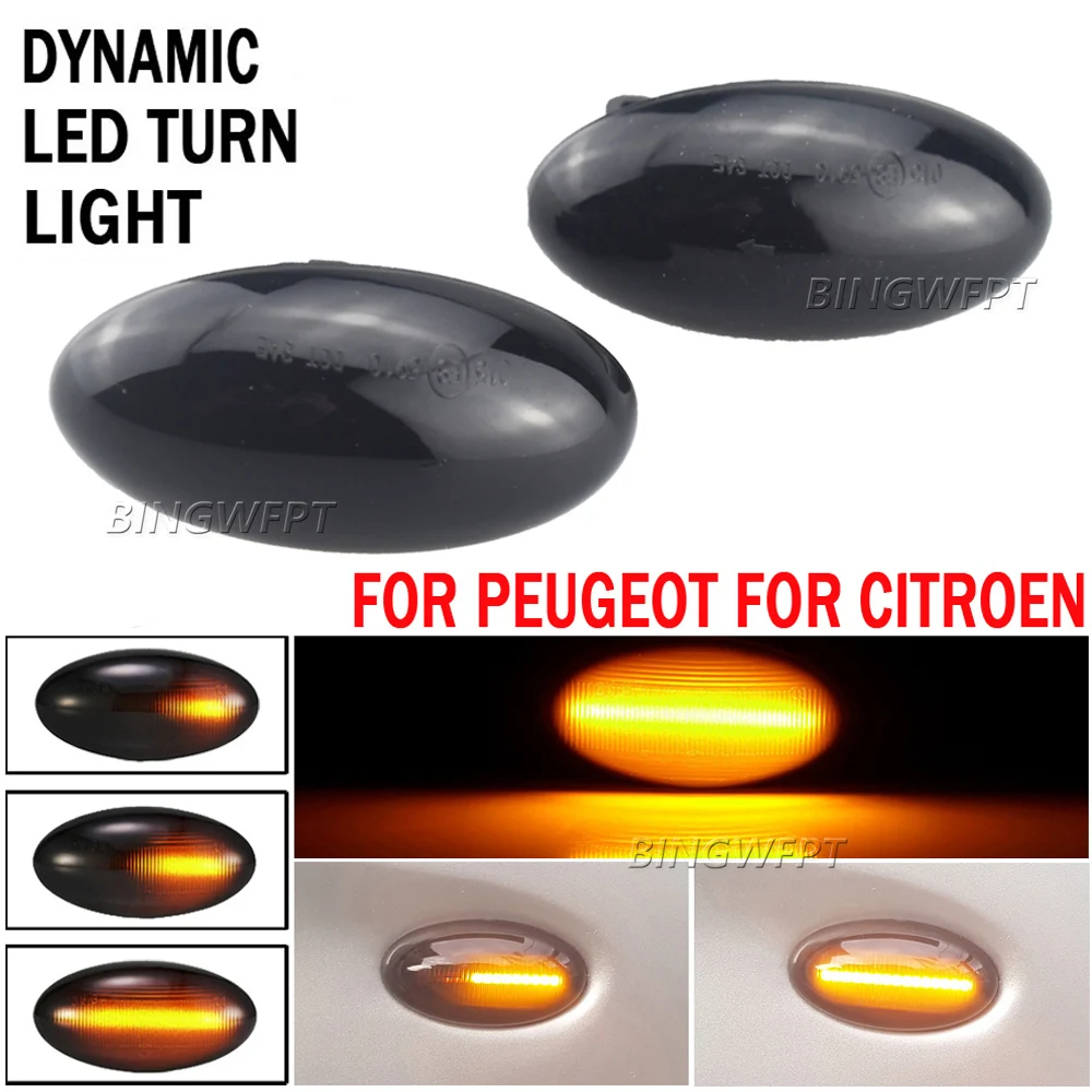 

1Pair Car Side Marker Light Dynamic LED Turn Signal Lamp For Peugeot 307 206 207 407 107 607 For Citroen C1 C2 C3 C5