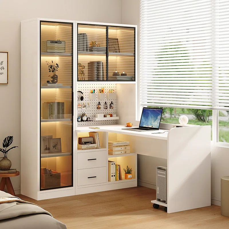 

Стол из массива дерева, настольный компьютер, домашняя угловая книжная полка, встроенный детский учебный письменный стол