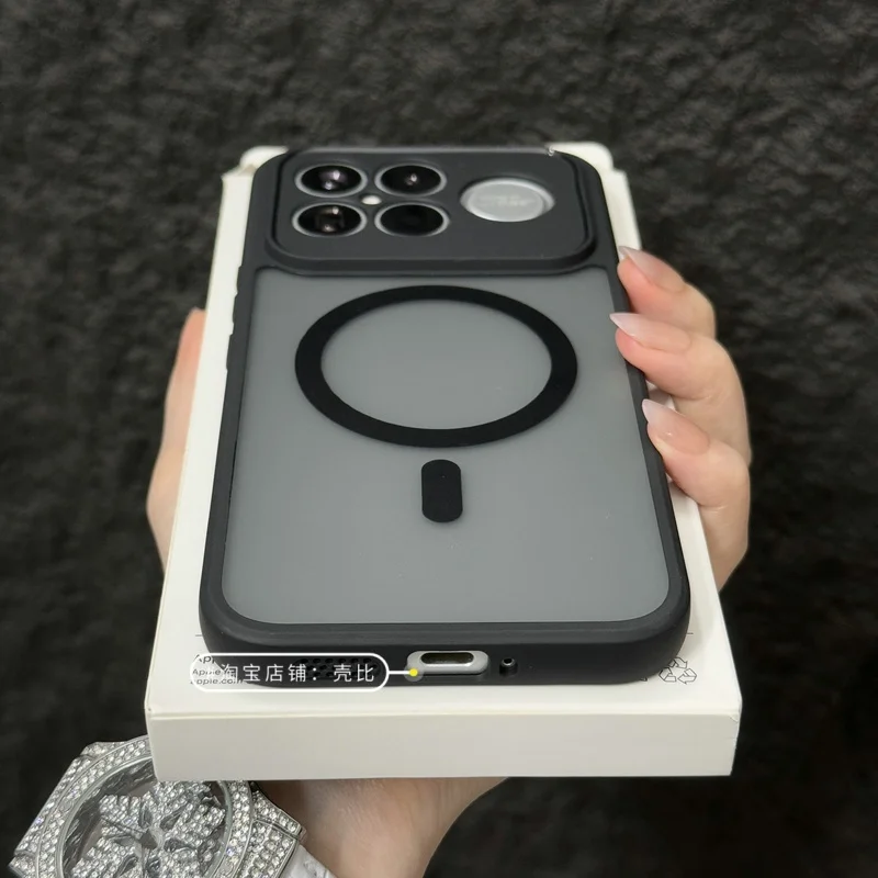 حافظة لهاتف Xiaomi Mi Poco F8 Ultra شفافة غير لامعة لوسادة هوائية للشحن المغناطيسي اللاسلكي Magsafe غطاء خلفي مقاوم للصدمات