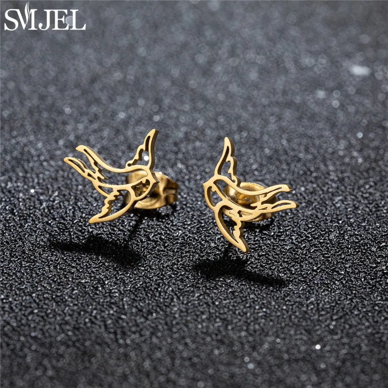 Stainless Steel Swallow Small Earrings for Women Vintage Little Birds Jewelry Fashion Animal Ear Piercing Stud Earring Oorbellen