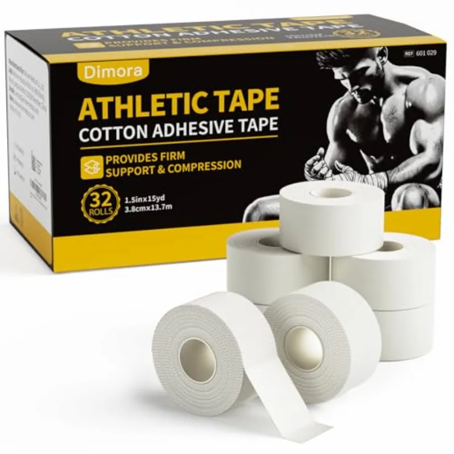 Cinta atlética Dimora, cinta deportiva fácil de rasgar con bordes dentados, fuerte adherencia, sin residuos, ideal para gimnasia, boxeo, lacrosse