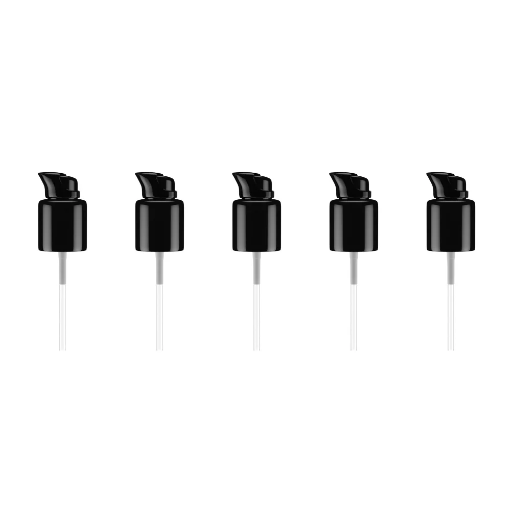 5 個のクリームポンプヘッド 45 ミリメートル 20 口径黒エマルジョン交換用ボトルポンププレスキャップ再利用可能なプレミアムディスペンサー手用