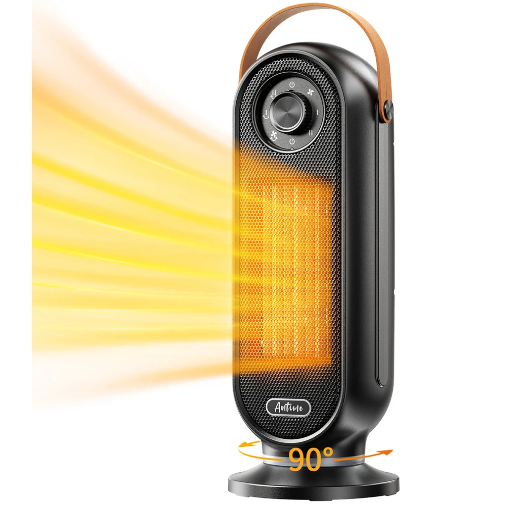 가정용 저소음 전기 히터, PTC 세라믹 히터, 45 ° 진동, 침실 사무실 가정용 강력한 바람, 1500W