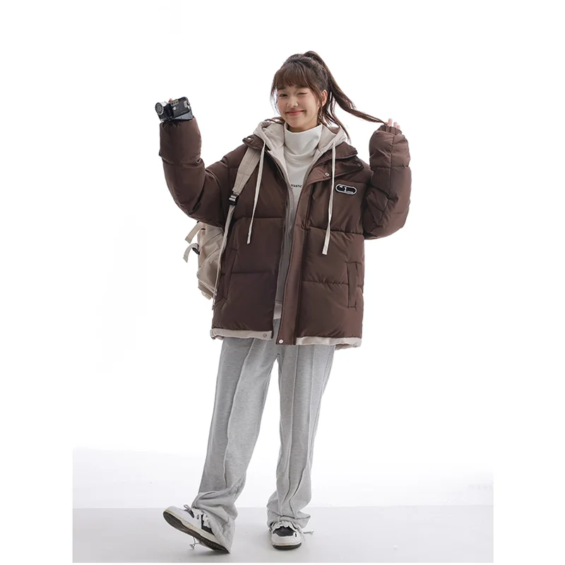 Down Jacket Women Coat Fashion American Y2K Streetwear Hooded Duck Warm Down Feather Female Winter Outwear Cotton-padded Jacket