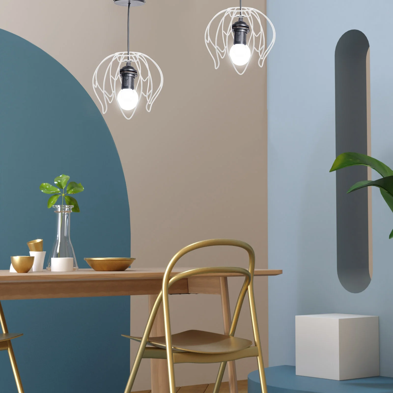 Light Stand Lamp Shade Frame Table Lights Lantern DIY Desk Pendant Lampshade Frames Vintage Bulb Guard Safety Mask Iron Wire