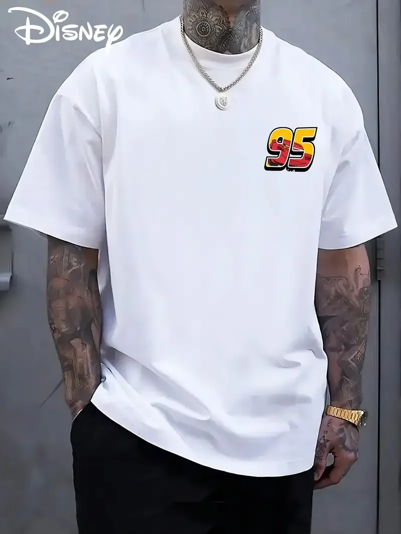 

95 парная футболка унисекс с изображением машинки молнии Маккуин, футболка с героями мультфильмов Диснея для мужчин и женщин, летняя хлопковая футболка, повседневный топ с короткими рукавами, подарок на день рождения