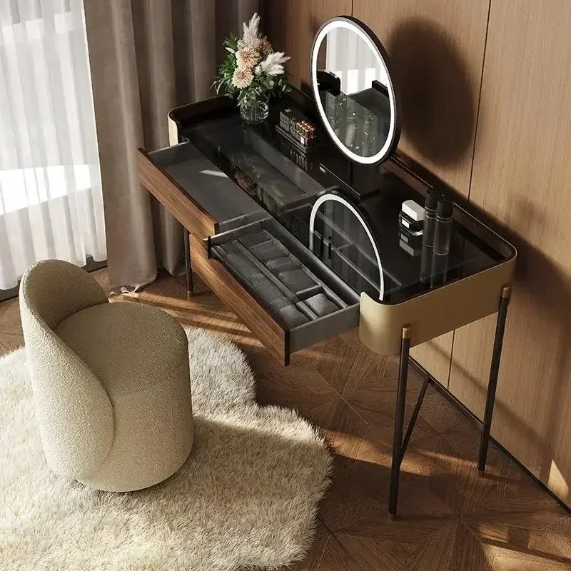 A Dresser Italian minimalist  light luxury modern bedroom makeup table retro makeup table
