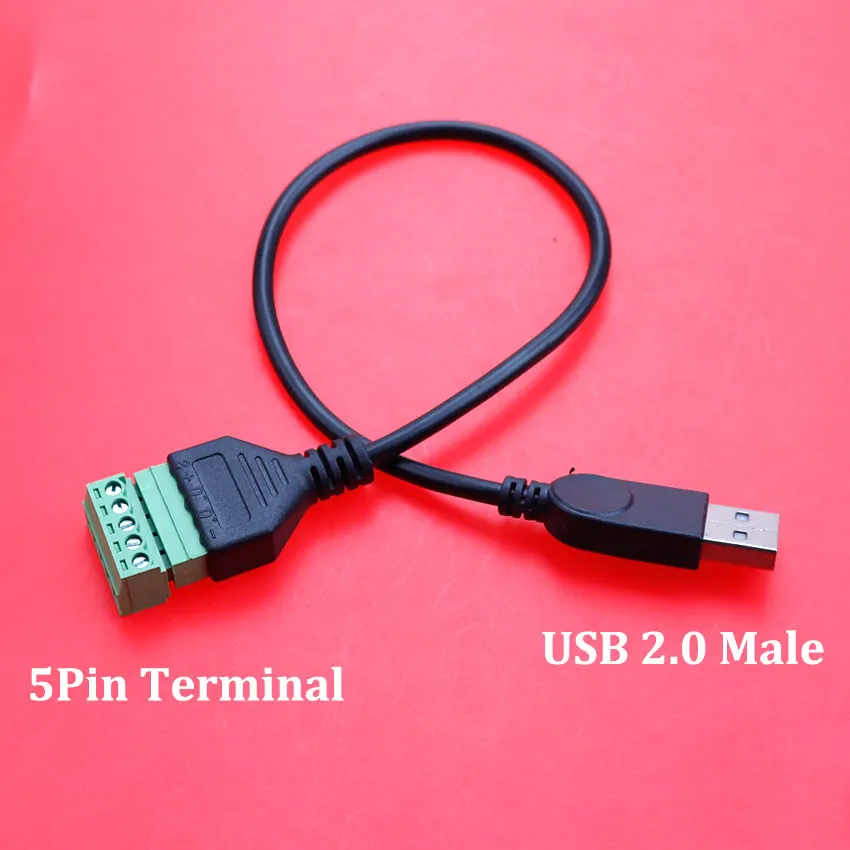 3.5mm Mono Stereo Micro Mini USB 2.0 Type-C Male to 5 Pin Female Bolt Screw Connector with Shield Terminal Plug Adapter Cable