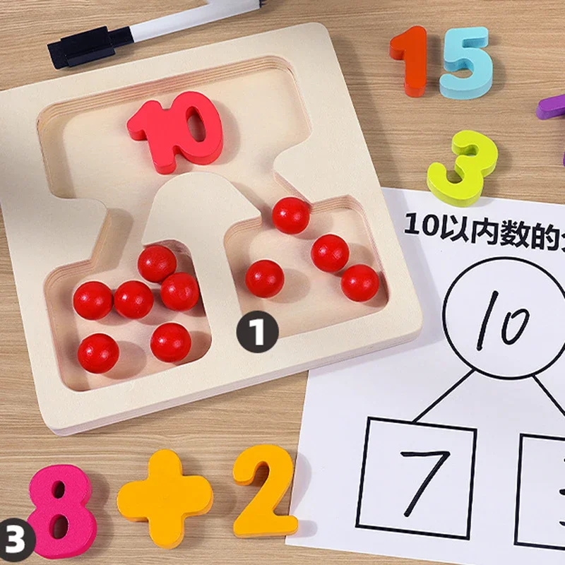 Montessori niños contando matemáticas aritmética suma resta material didáctico pensamiento lógico juguetes educativos de aprendizaje
