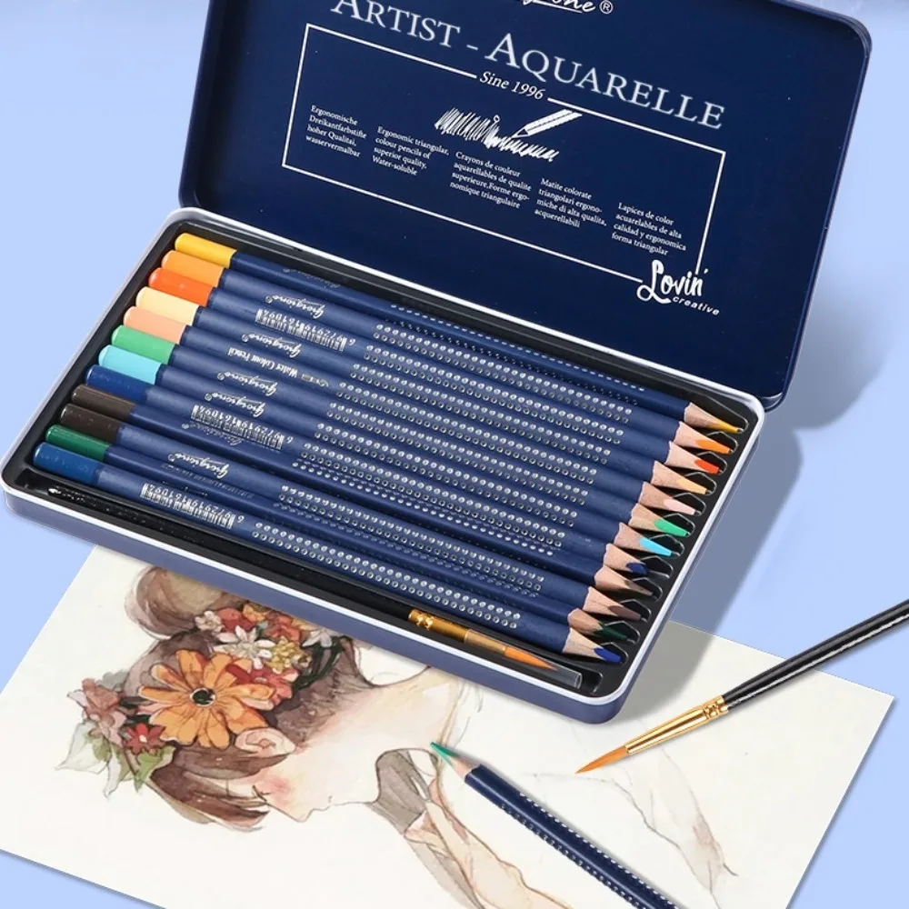 

Wooden 12/24/36 Colors Pencil Set Professional Painting Watercolor Pencil Set with Brush Art Colorful