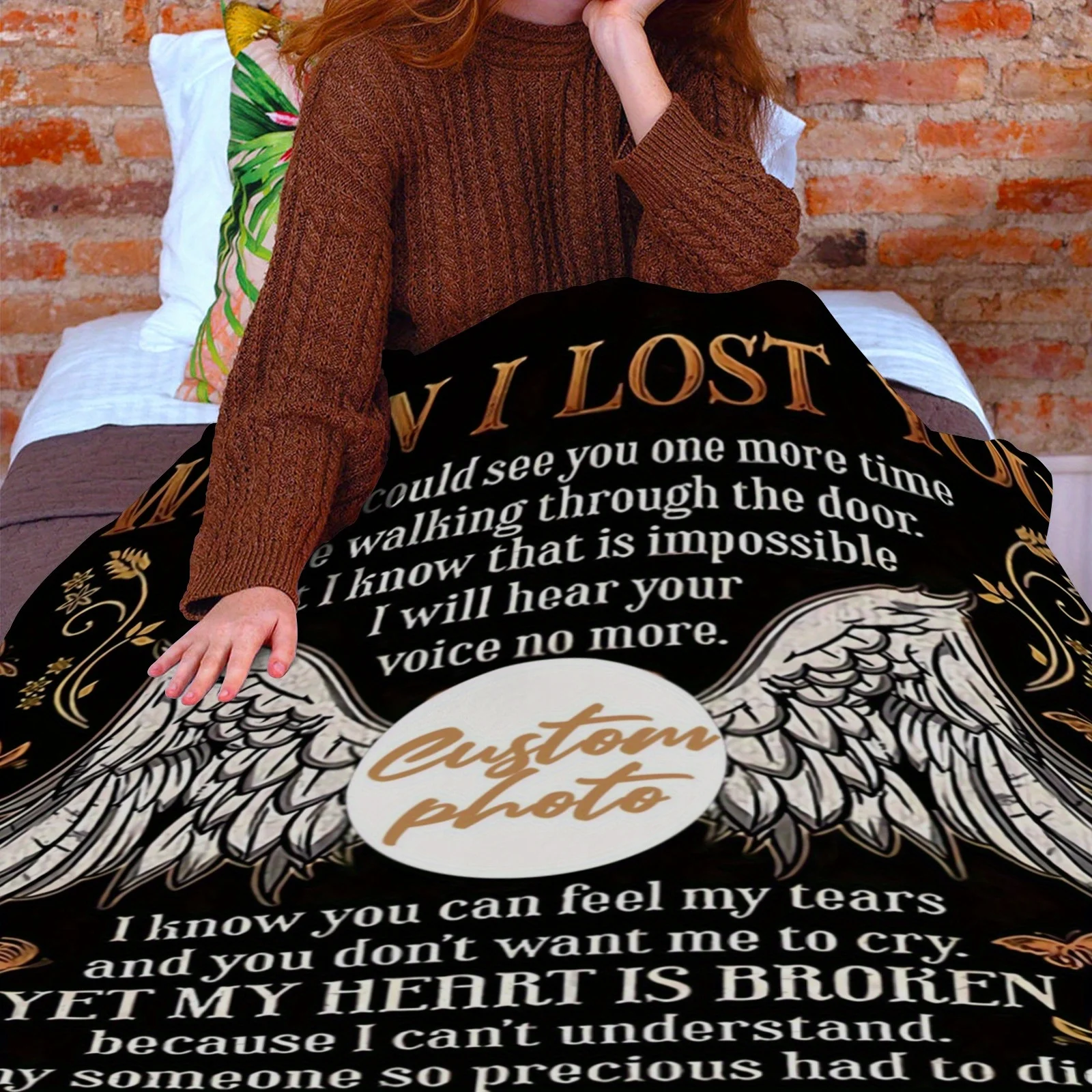 صور مخصصة شخصية بطانية تذكارية عندما فقدتك بطانية الفانيلا ذاكرة الأحباء المفقودة لمكتب أريكة جميع المواسم #5