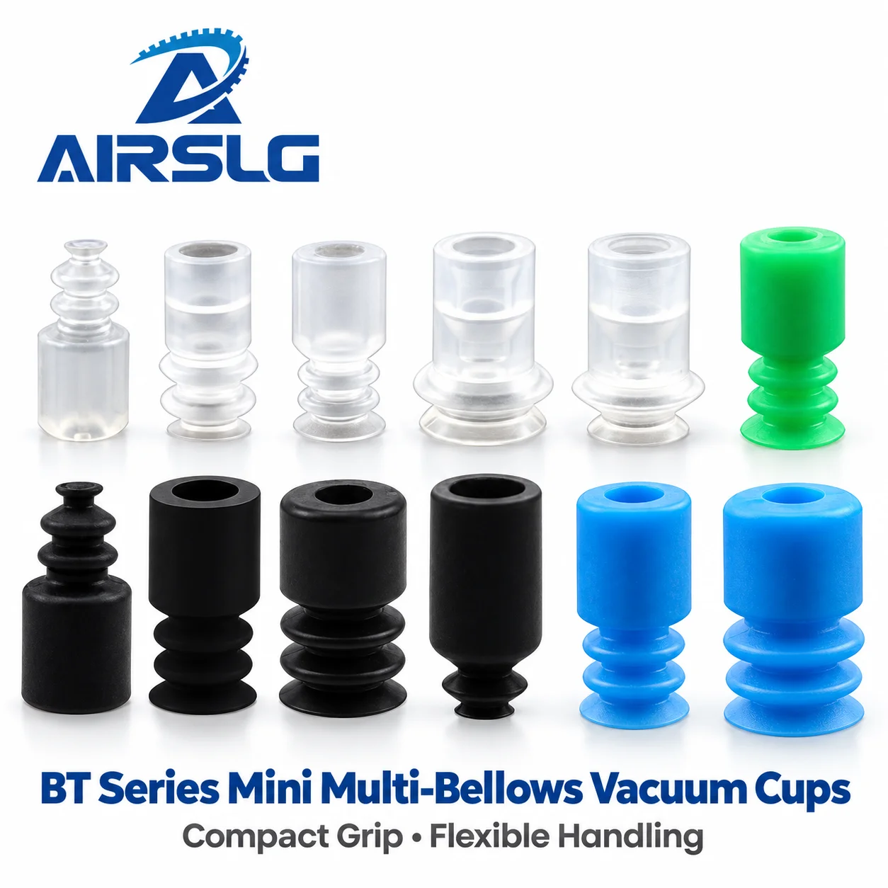 10Pcs BT Series Mini Multi-Bellows Vacuum Suction Cup for Robotic Arm Gripper, Pneumatic Suction Pad Pick and Place Automation