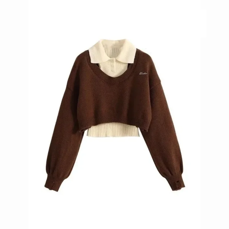 Girl Autumn Winter New Fashion Tracksuit Matching Set Korean Elegant Knit Sweater+vest+Cargo Pants 3-piece Suit Female Clothing