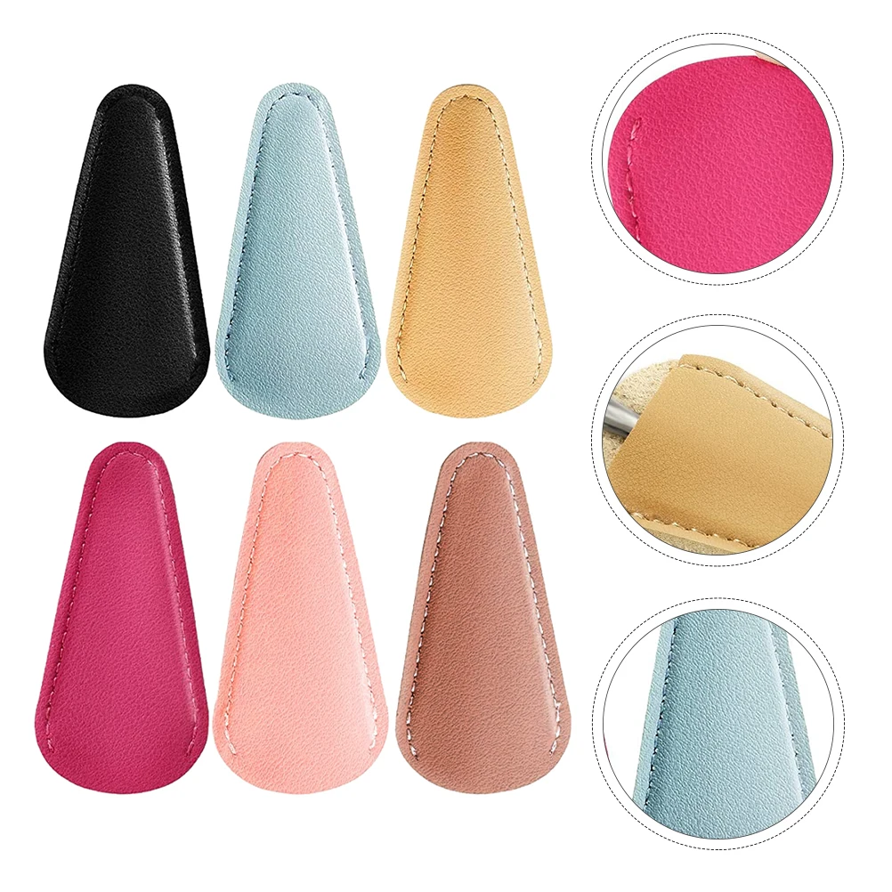 

6pcs Scissors Covers Eyebrow Trimming Sheaths Protective Sleeves Durable Lightweight Pu Cases Small Design Color
