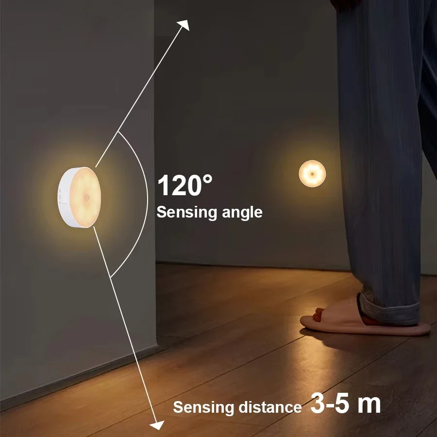 LED Smart Human Body Sensor Night Lamp Emergency Automatic Lighting USB Charging Wireless Magentic Suction Use Night Light