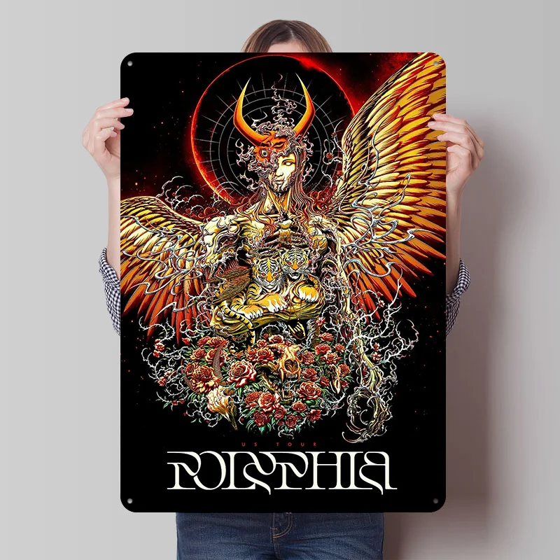 Polyphia Tour Blechposter Individuelle Wandkunst Vintage Metallschilder Retro Blechplakette für Schlafzimmerdekoration Gaming Wanddeko Haus