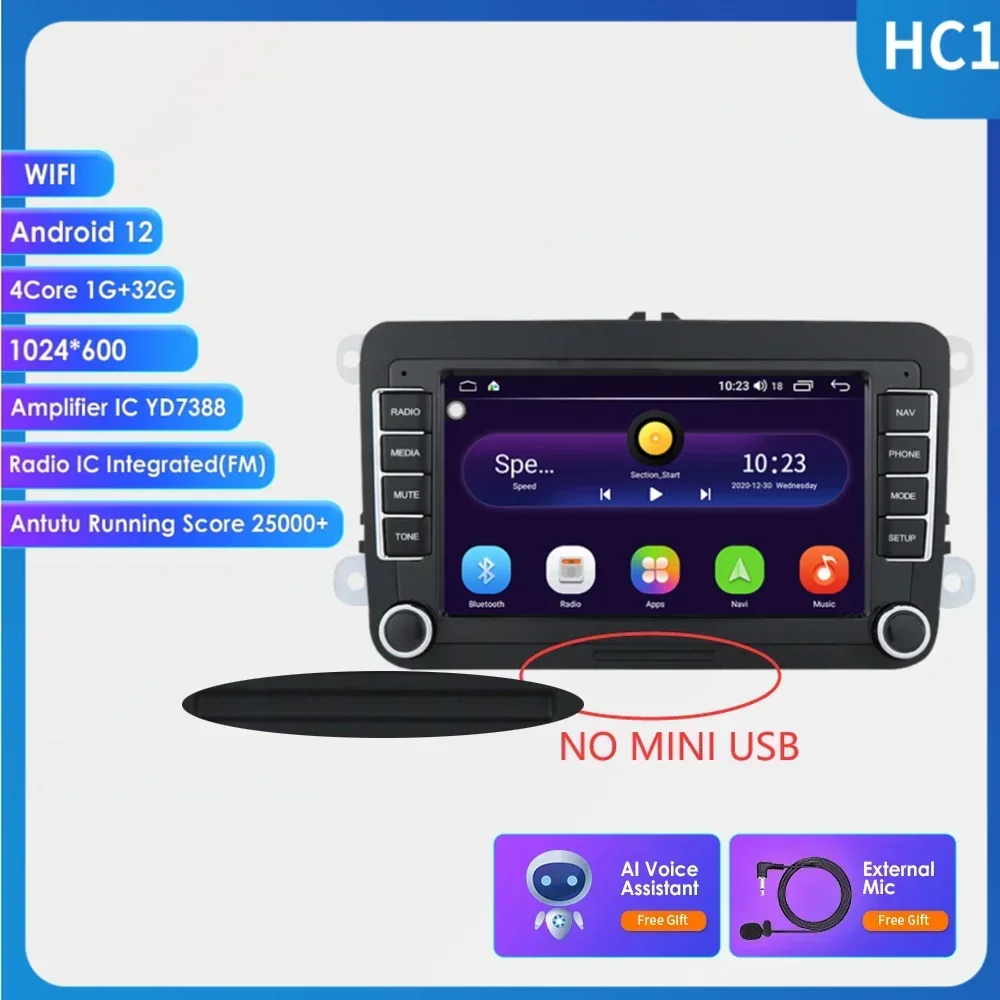 Android 14 Autoradio voor VW POLO GOLF 5 6 Plus PASSAT B6 JETTA TIGUAN TOURAN SHARAN SCIROCCO CADDY Seat Carplay Audio Stereo GPS