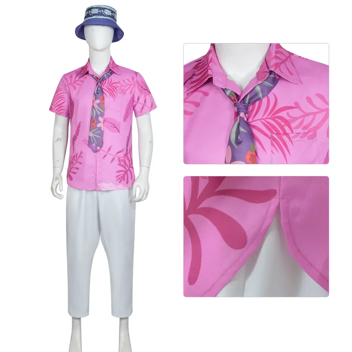 Anime Comic Con Fox Nick Wilde Cosplay Costume Men Boys Halloween Carnival Pink Leaves Printed Summer Casual T-shirt and Necktie